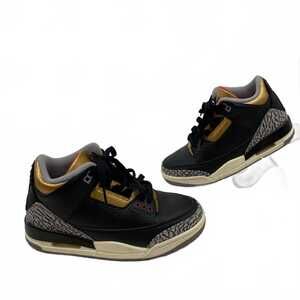 Jordan Black & Gold Air Retro Mid Kids Sneakers | Boys Size 5